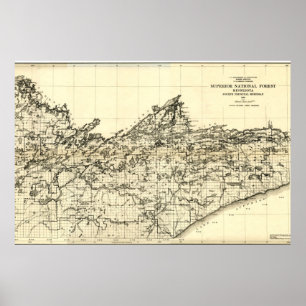 Poster Carte forestière nationale supérieure 1920