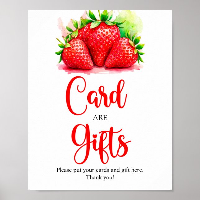 Poster Carte fraise et cadeau Signe pour tout événement (Devant)