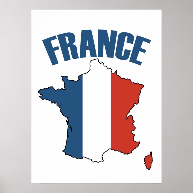 Poster Carte France - Drapeau français (Devant)