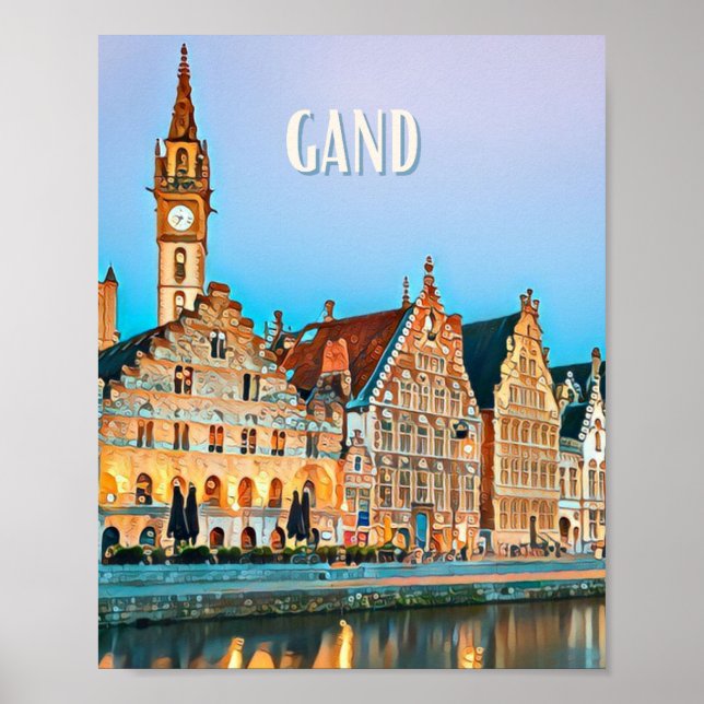 Poster Carte Gand Belgique Photo Vintage (Devant)