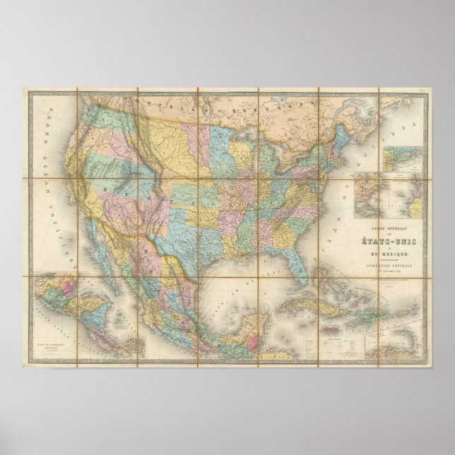 Poster Carte Generale Des Etats (Devant)