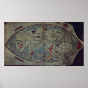Poster Carte Genoese du monde, conçue par Toscanelli