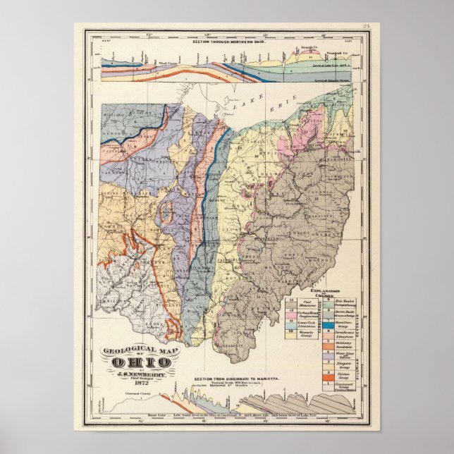 Poster Carte géologique de l'Ohio (Devant)