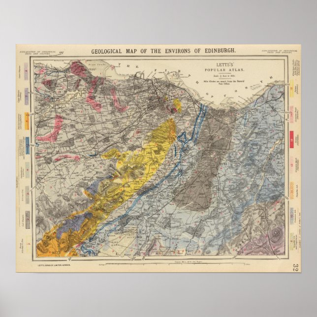 Poster Carte géologique d'Édimbourg (Devant)