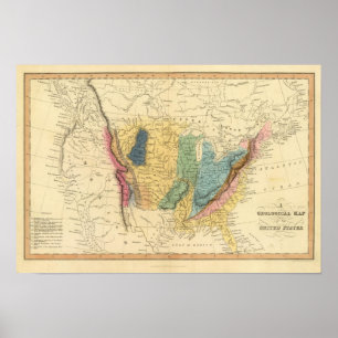 Poster Carte géologique des États-Unis