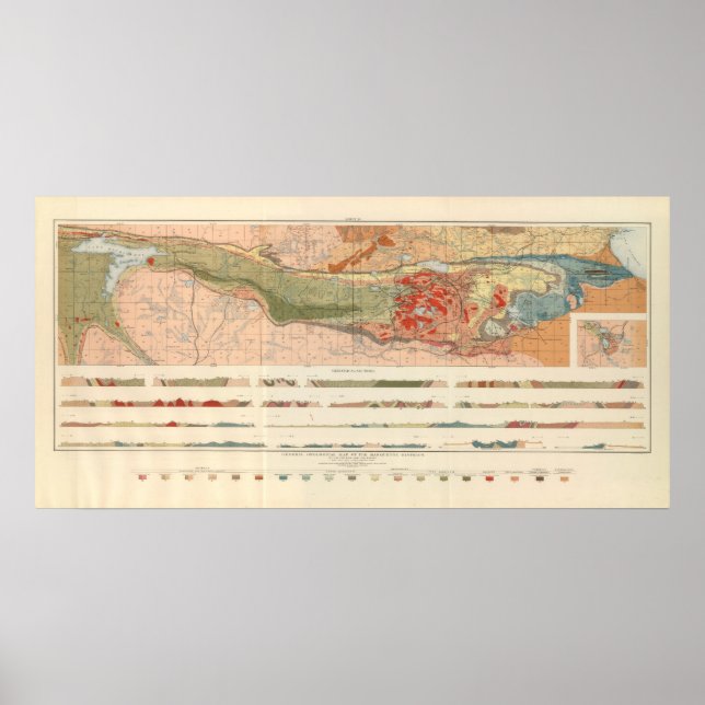 Poster Carte géologique générale du district de Marquette (Devant)