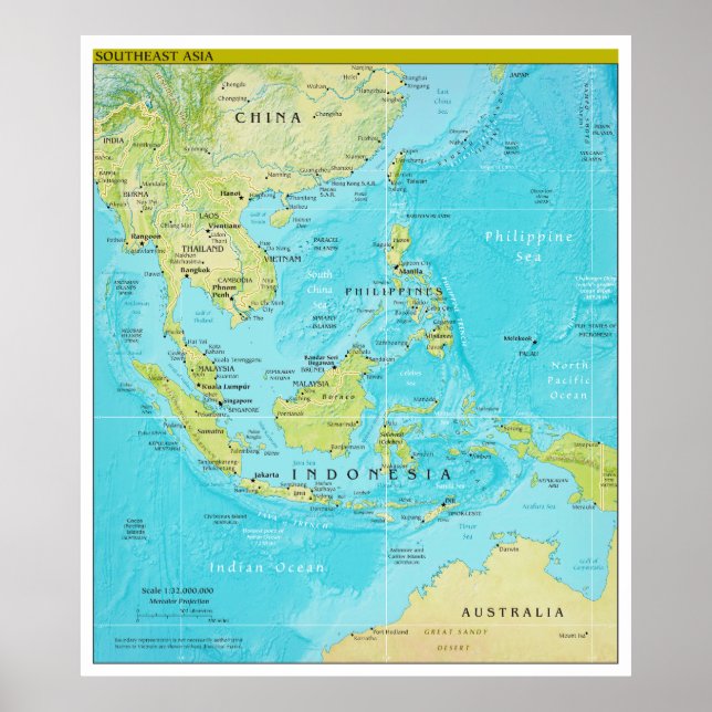Poster Carte géopolitique régionale de l'Asie du Sud-Est (Devant)