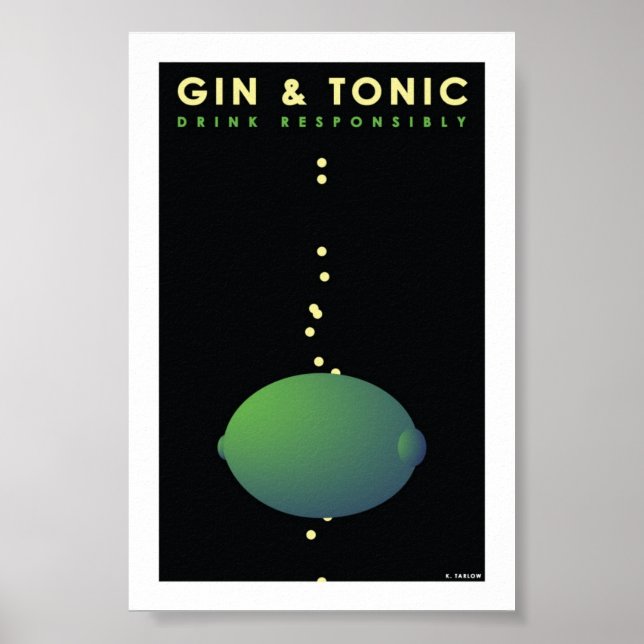 Poster Carte Gin & Tonic (4" x 6") (Devant)