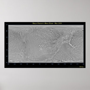 Poster Carte globale de la lune Dione de Saturn