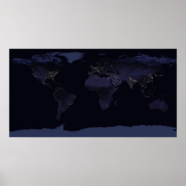 Poster Carte globale La ville de la Terre s'illumine la n (Devant)