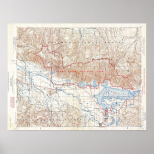 Poster Carte grande vintage du Wyoming de parc national