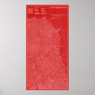 Poster Carte graphique de San Francisco
