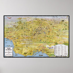 Poster Carte graphique vintage Los Angeles - 1932