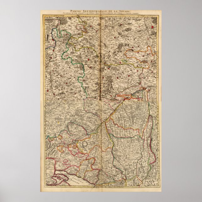 Poster Carte gravée des forêts allemandes (Devant)