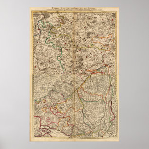 Poster Carte gravée des forêts de l'Allemagne