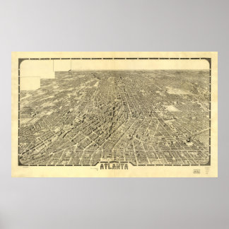 Poster Carte historique d'Atlanta, Géorgie, 1919