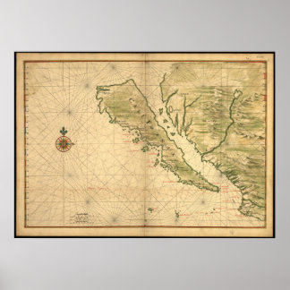 Poster Carte historique de Californie