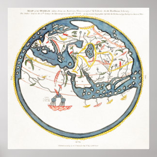 Poster Carte historique de l'océan Indien