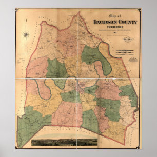 Poster Carte historique de Nashville TN