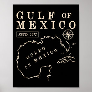 Poster Carte Historique Du Golfe Du Mexique Depuis 1672 D