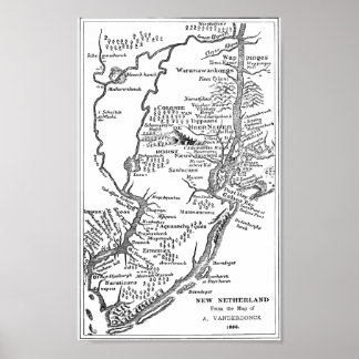 Poster Carte hollandaise de New York à New Netherland de 