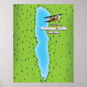 Poster Carte Honeoye Lake New York