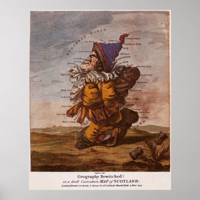 Poster Carte illustrative vintage de l'Écosse (1794) (Devant)