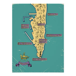 Poster Carte Illustrée De Gibraltar