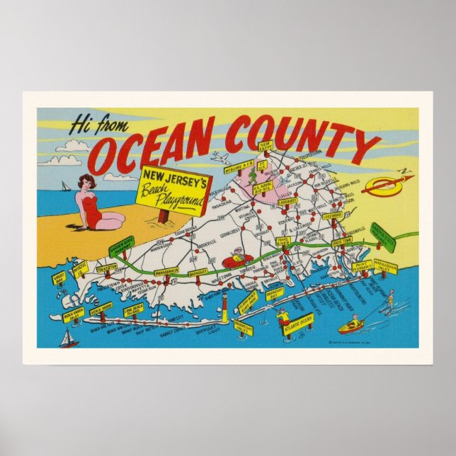 Poster Carte illustrée de Jersey Shore (Devant)