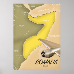 Poster carte illustrée de la Somalie