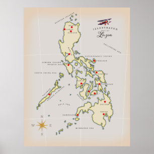 Poster Carte illustrée de Luzon carte des Philippines
