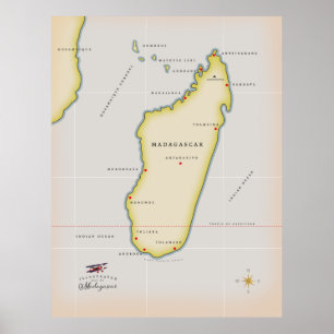 Poster Carte illustrée de Madagascar