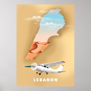 Poster Carte illustrée du Liban