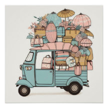 Carte illustrée “Tuk-tuk évasion bohème”