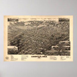 Poster Carte imagée vintage de Leadville Co (1882)