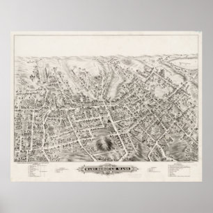 Poster Carte imagée vintage de Marlborough mA (1878)