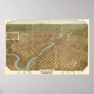 Poster Carte imagée vintage de Spokane Washington (1905)