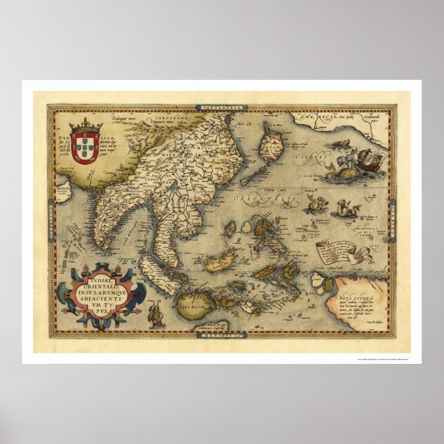 Poster Carte Indienne Par Ortelius 1570 (Devant)
