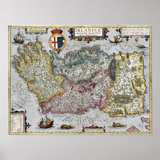Poster Carte Irlande 1609 (Devant)