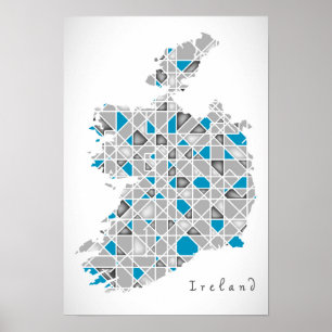 Poster Carte Irlande  Crystal Diamond Style Artwork