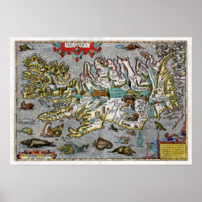 Poster Carte Islande 1595 (Devant)