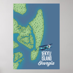 Poster Carte Jekyll Island Georgia États-Unis