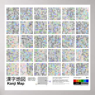 Poster Carte Kanji