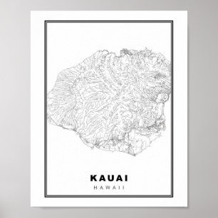 Poster Carte Kauai