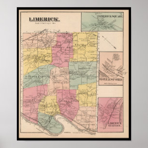 Poster Carte Limerick Royersford PA Pennsylvanie 1871