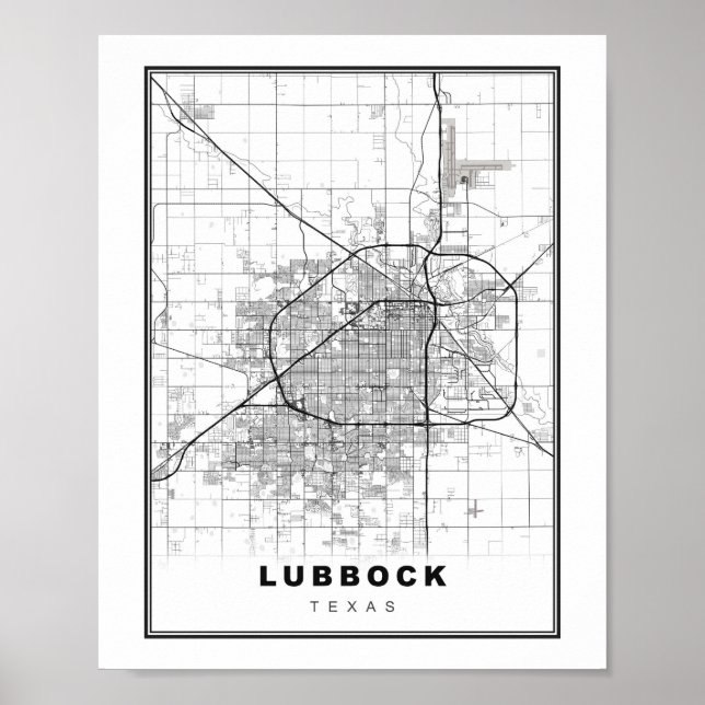 Poster Carte Lubbock (Devant)