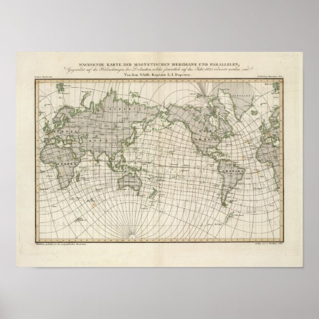 Poster Carte magnétique du monde (Devant)