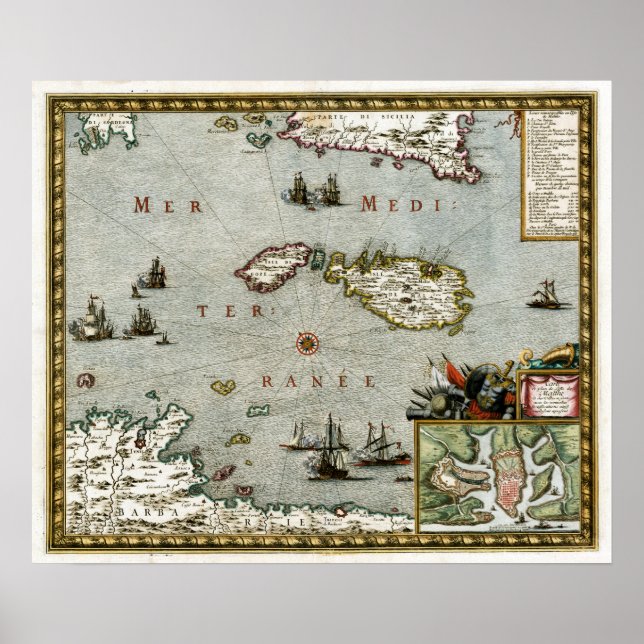 Poster Carte Malte 1723 (Devant)