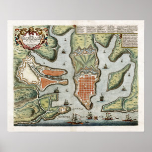 Poster Carte Malte 1725