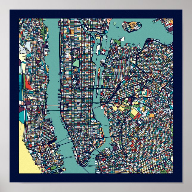 Poster Carte Manhattan New York (Devant)
